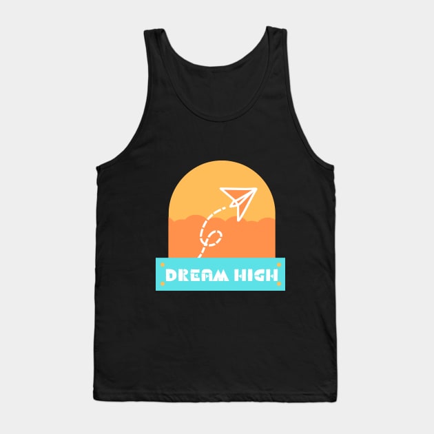 DREAM HIGH PAPER PLANE Minimalist Illustration Tank Top by Mirai Designs